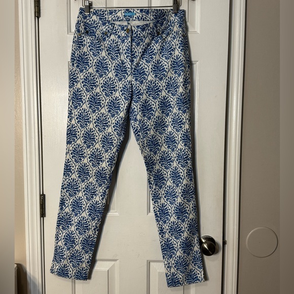 J. McLaughlin Pants - J. McLaughlin Lexi Jean Women’s 10 Blue White Medallion Print Skinny Excellent